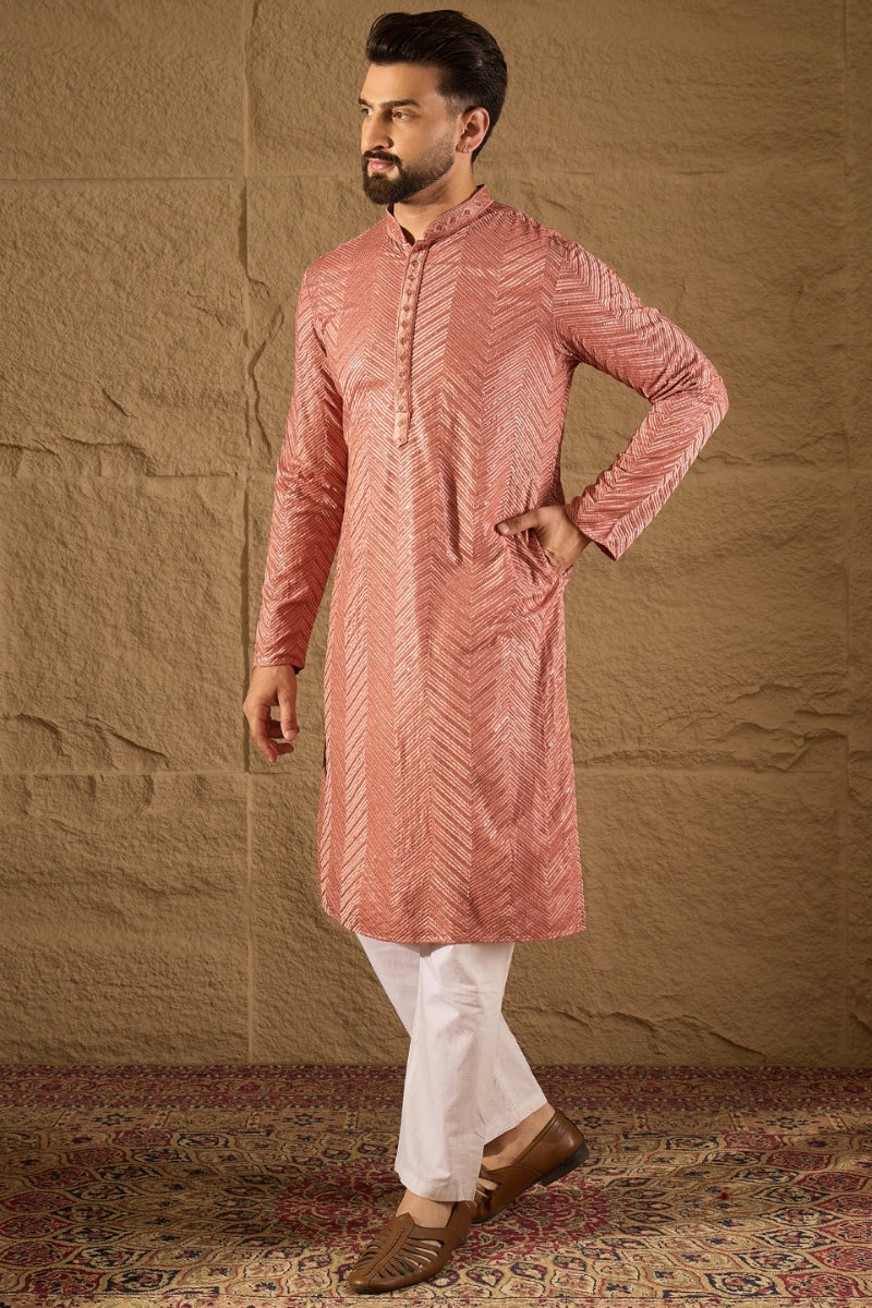 Pink Viscose Rayon Solid Embroidered Straight Kurta HOPMKU1201 | DesiQ
