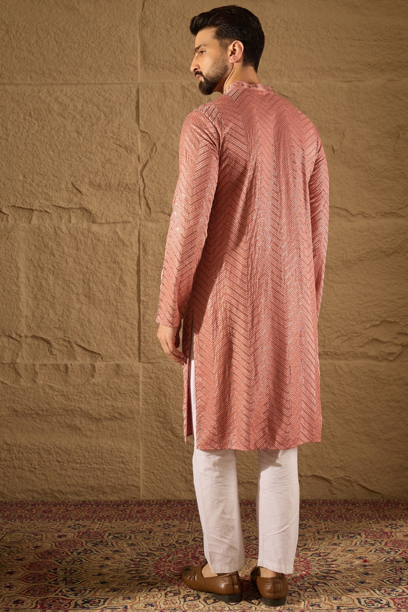 Pink Viscose Rayon Solid Embroidered Straight Kurta HOPMKU1201 | DesiQ