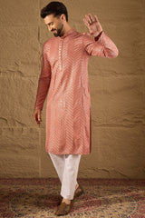 Pink Viscose Rayon Solid Embroidered Straight Kurta HOPMKU1201