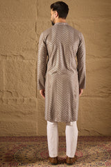 Grey Viscose Rayon Solid Embroidered Straight Kurta MKU1202