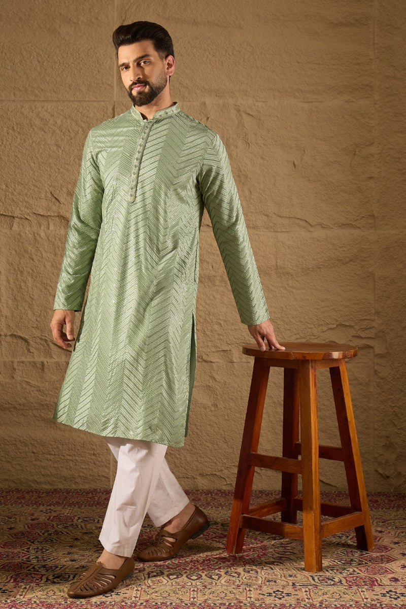 Green Viscose Rayon Solid Embroidered Straight Kurta HOPMKU1203 | Desi