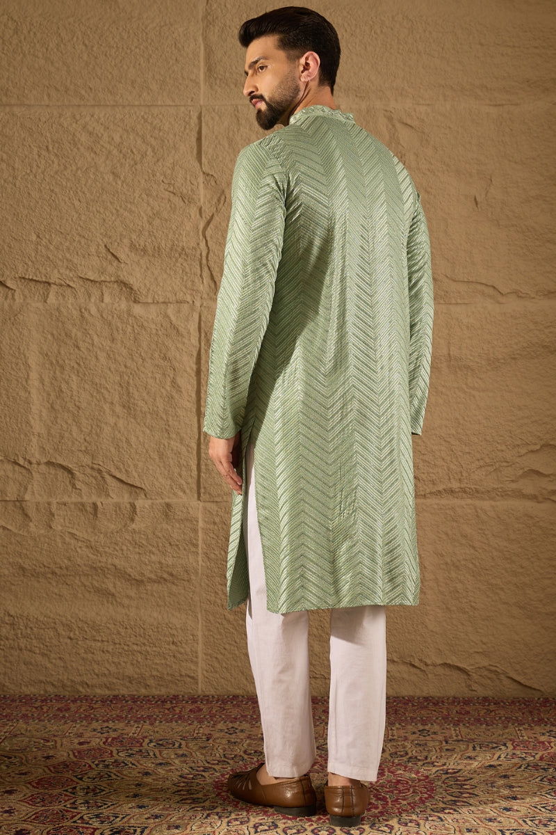 Green Viscose Rayon Solid Embroidered Straight Kurta HOPMKU1203 | Desi