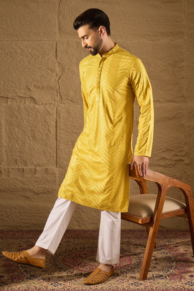 Yellow Viscose Rayon Solid Embroidered Straight Kurta HOPMKU1204 | Des
