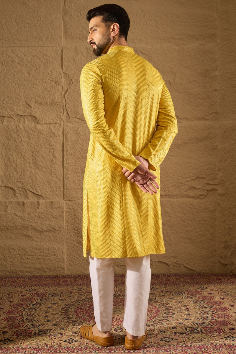 Yellow Viscose Rayon Solid Embroidered Straight Kurta HOPMKU1204 | Des