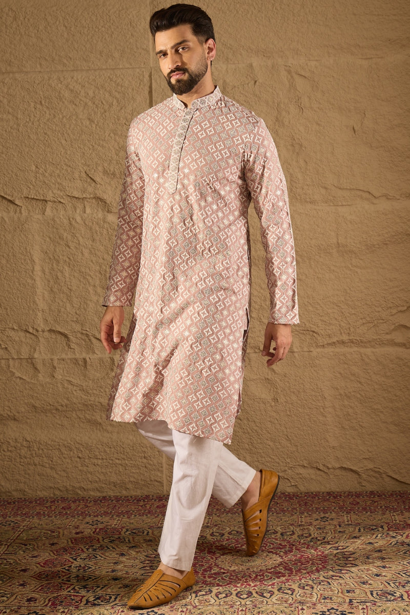 Pink Viscose Rayon Solid Embroidered Straight Kurta HOPMKU1236 | DesiQ