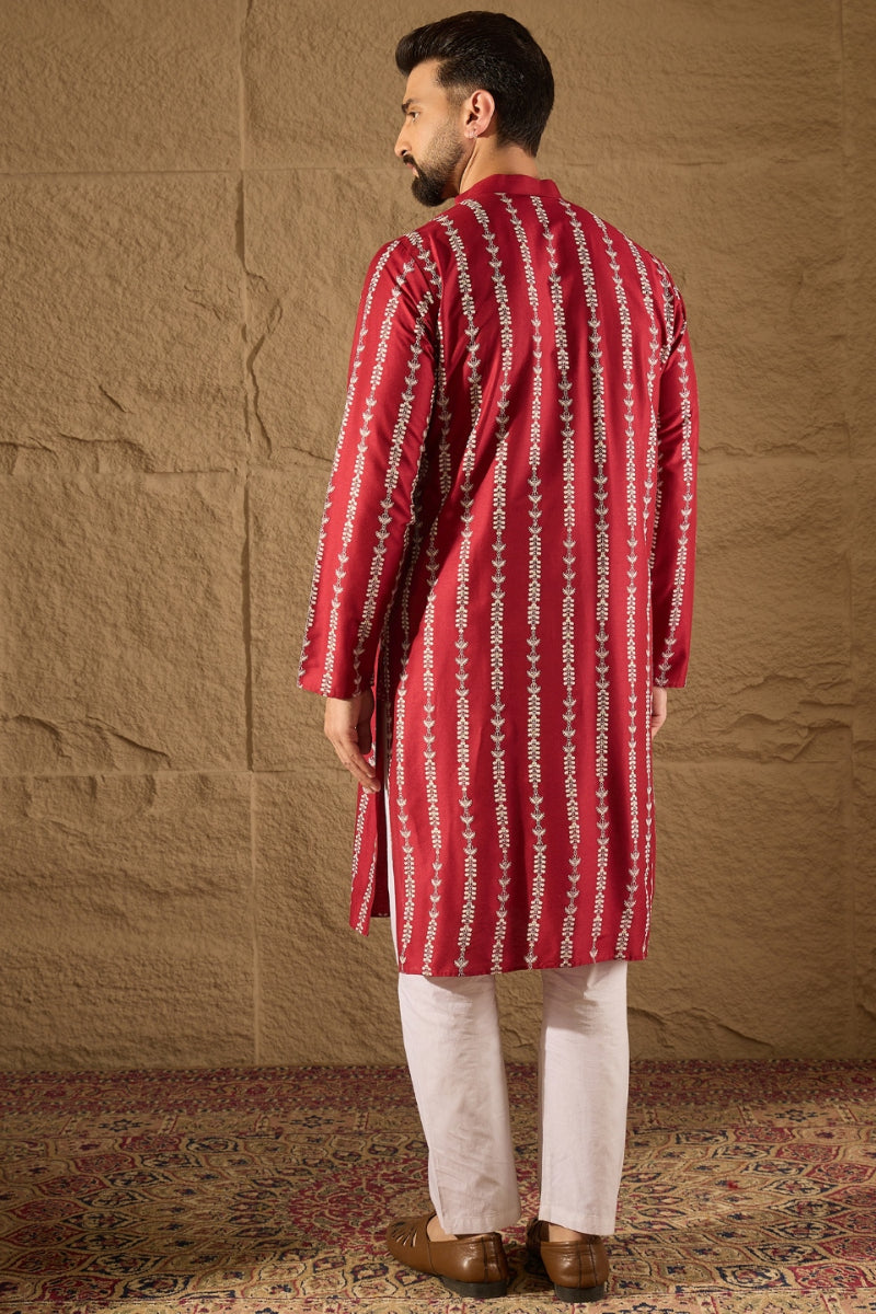 Maroon Viscose Rayon Ethnic Motifs Printed Straight Kurta HOPMKU1278 |