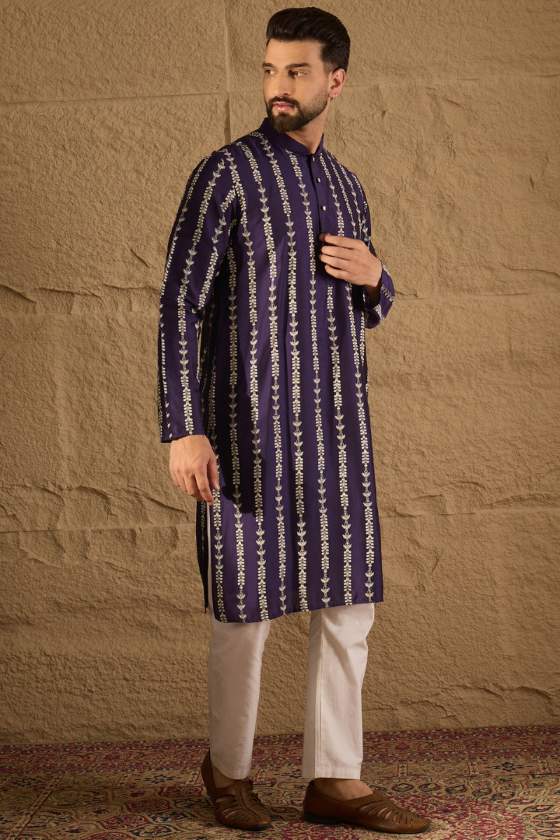 Purple Viscose Rayon Ethnic Motifs Printed Straight Kurta MKU1280