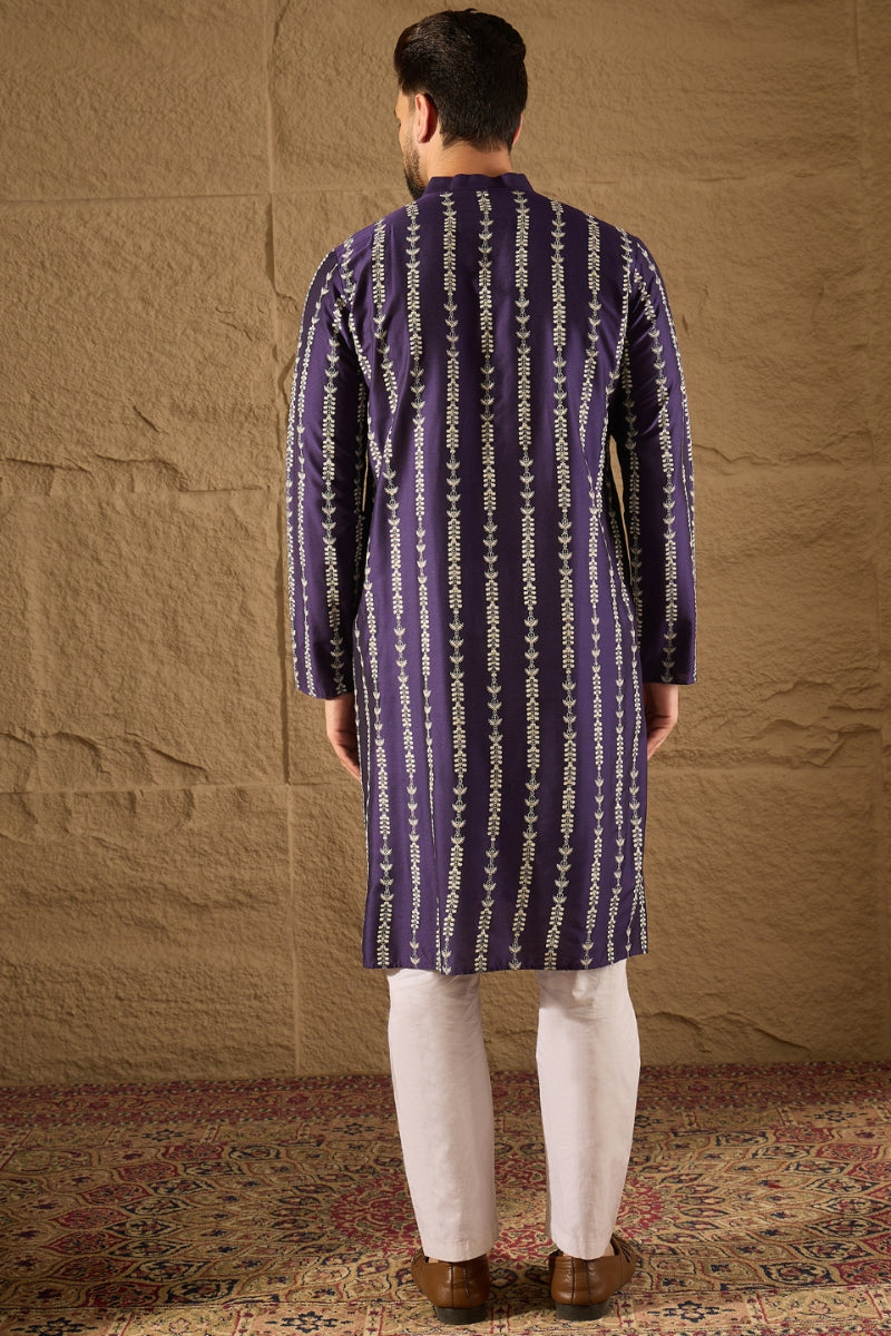 Purple Viscose Rayon Ethnic Motifs Printed Straight Kurta HOPMKU1280 |