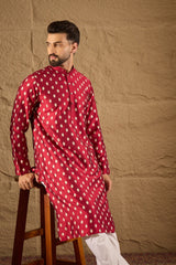 Maroon Pure Silk Ikkat Printed Straight Kurta MKU1281