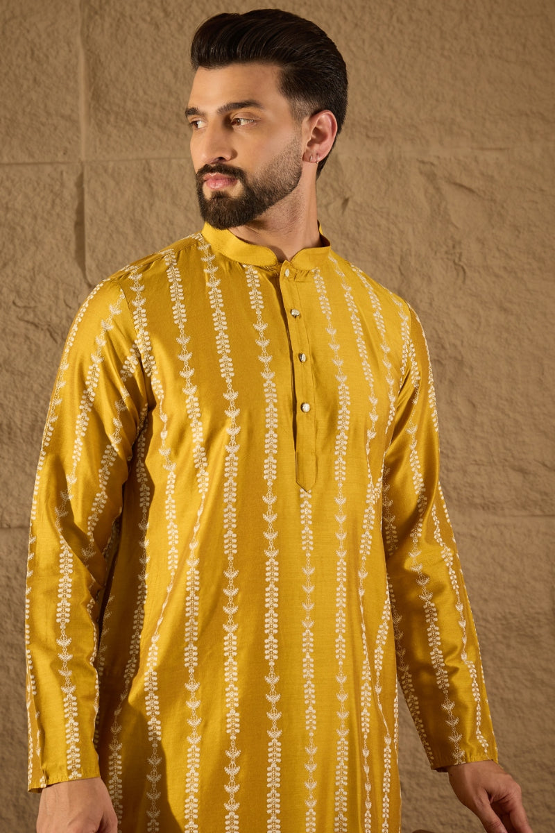 Yellow Viscose Rayon Ethnic Motifs Printed Straight Kurta HOPMKU1282 |