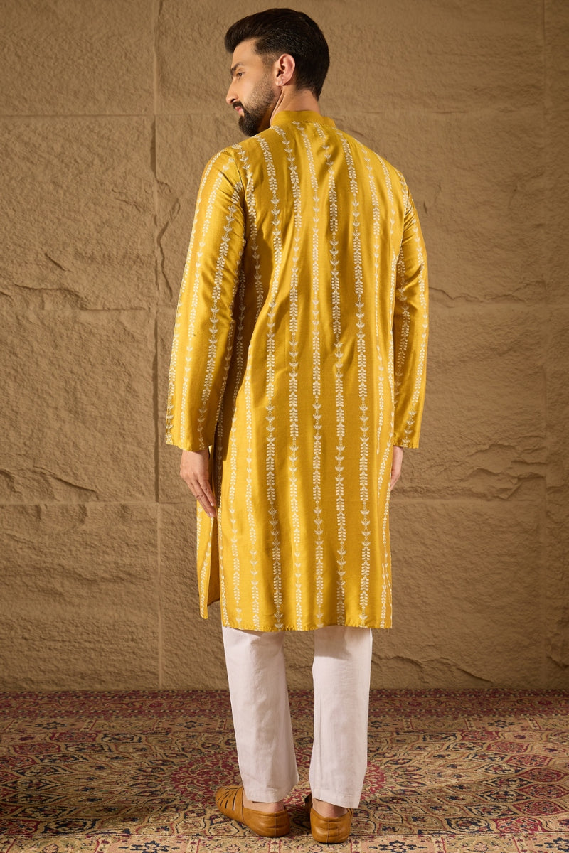 Yellow Viscose Rayon Ethnic Motifs Printed Straight Kurta HOPMKU1282 |