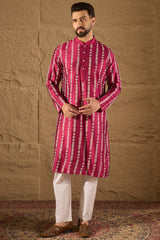 Pink Silk Ethnic Motifs Printed Straight Kurta MKU1283