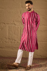 Pink Silk Ethnic Motifs Printed Straight Kurta MKU1283