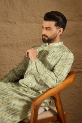 Olive Silk Woven Straight Kurta MKU1302