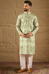 Olive Silk Woven Straight Kurta MKU1302