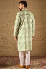 Olive Silk Woven Straight Kurta MKU1302