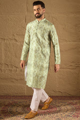 Olive Silk Woven Straight Kurta MKU1302