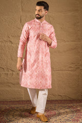 Pink Silk Woven Straight Kurta MKU1303