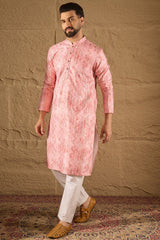 Pink Silk Woven Straight Kurta MKU1303