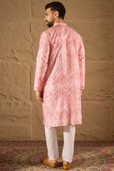 Pink Silk Woven Straight Kurta MKU1303