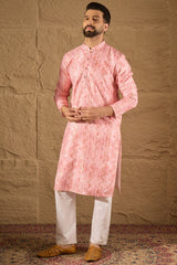 Pink Silk Woven Straight Kurta MKU1303