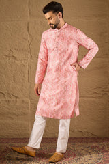 Pink Silk Woven Straight Kurta MKU1303