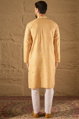 Yellow Cotton Ethnic Motifs Straight Kurta MKU1304