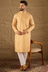 Yellow Cotton Ethnic Motifs Straight Kurta MKU1304