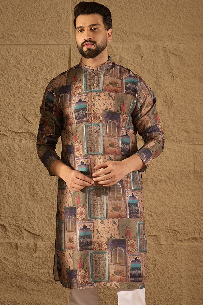Multi Viscose Rayon Ethnic Motifs Embroidered Straight Kurta MKU1306