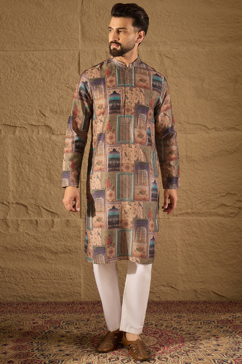 Multi Viscose Rayon Ethnic Motifs Embroidered Straight Kurta MKU1306