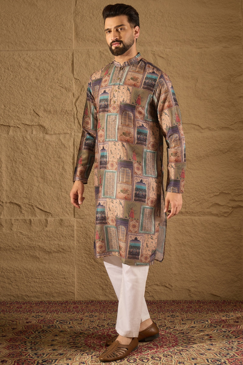 Multi Viscose Rayon Ethnic Motifs Embroidered Straight Kurta MKU1306