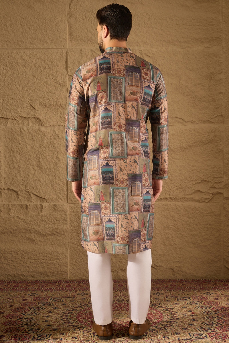 Multi Viscose Rayon Ethnic Motifs Embroidered Straight Kurta HOPMKU130