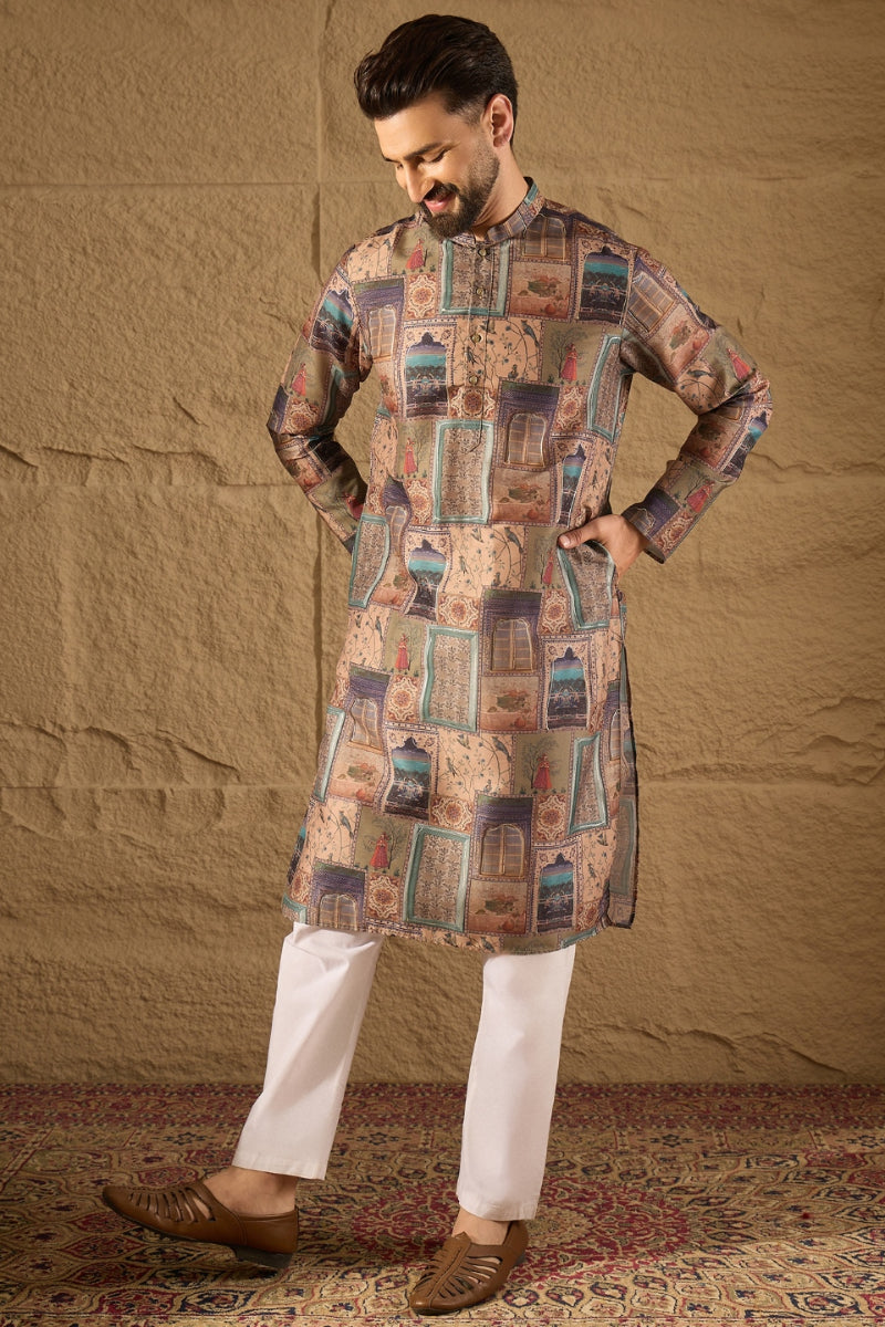 Multi Viscose Rayon Ethnic Motifs Embroidered Straight Kurta MKU1306