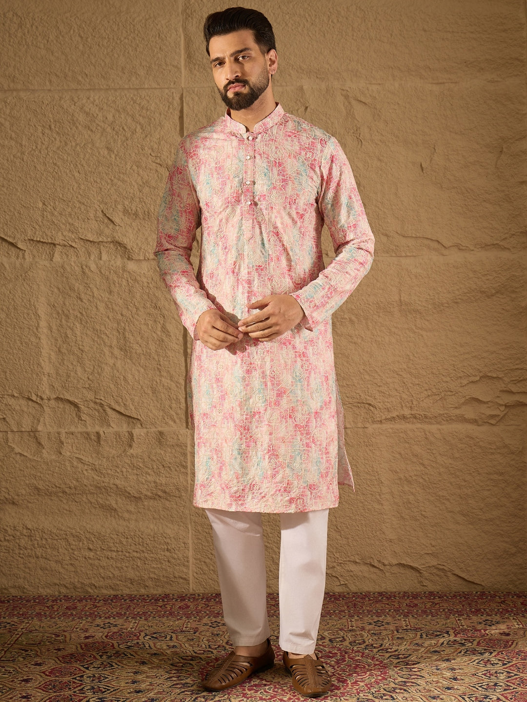 Ethnic Bay Men Multi Viscose Ethnic Motifs Printed Straight Kurta-MKU1308