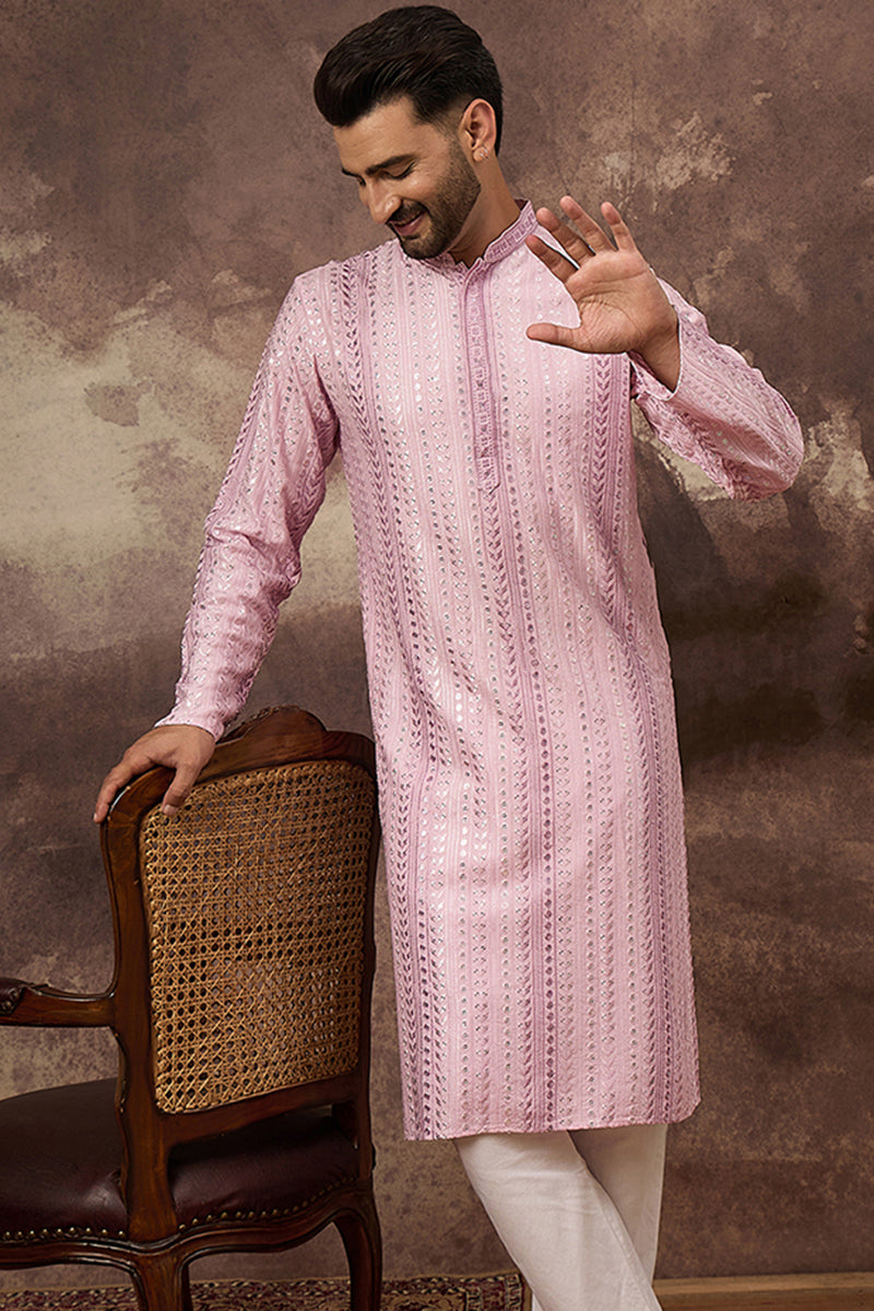 Pink Viscose Rayon Embroidered Straight Kurta MKU1325 | DesiQlo