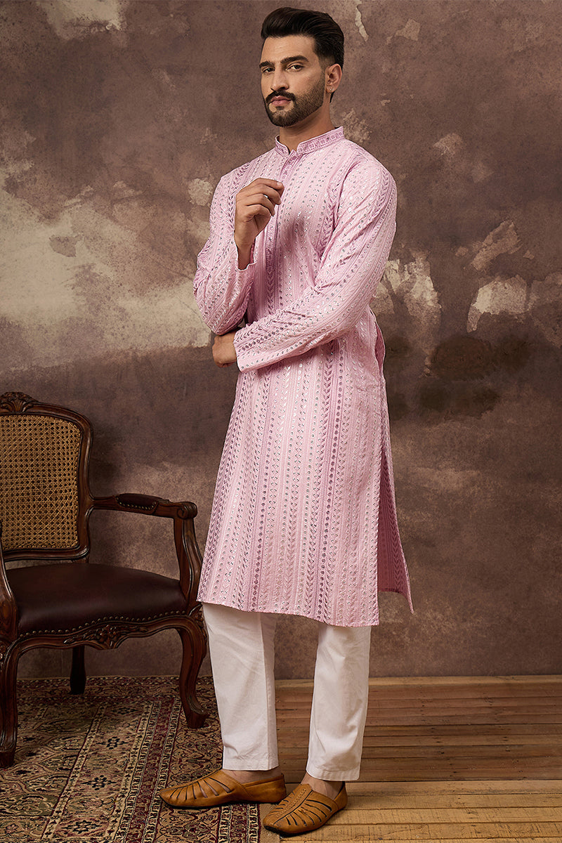 Pink Viscose Rayon Embroidered Straight Kurta MKU1325 | DesiQlo