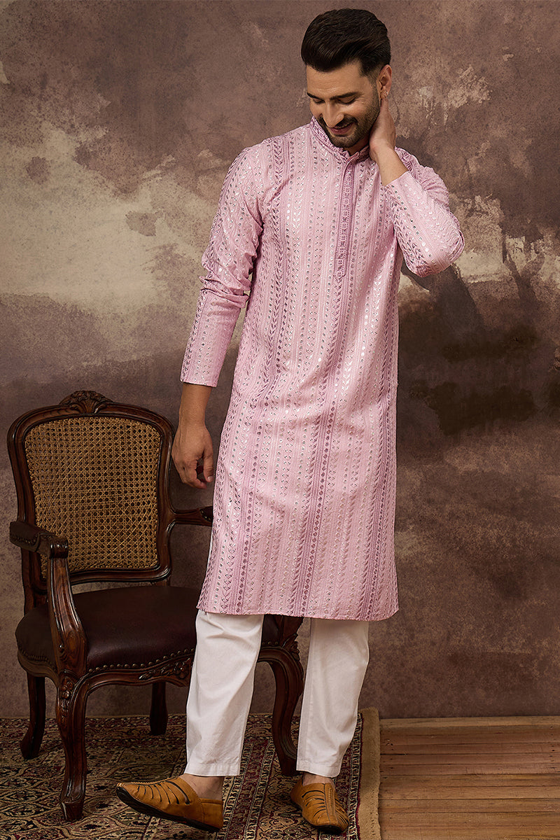 Pink Viscose Rayon Embroidered Straight Kurta MKU1325 | DesiQlo