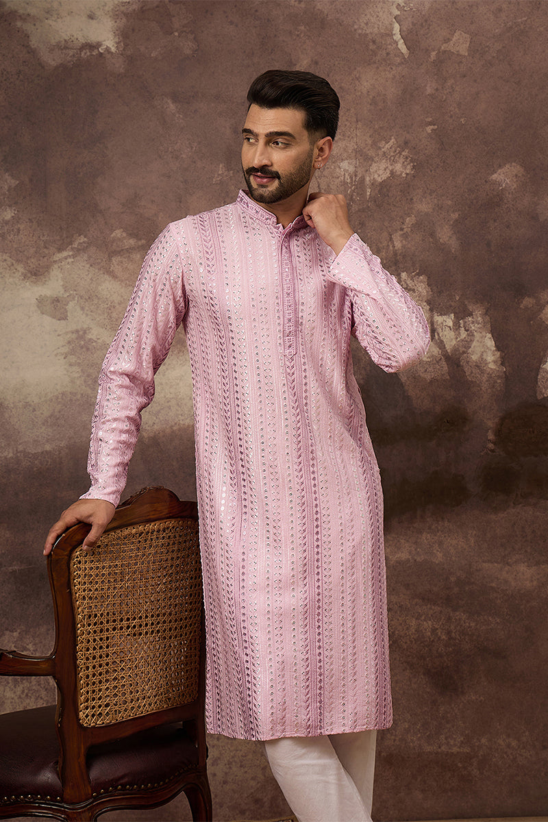 Pink Viscose Rayon Embroidered Straight Kurta MKU1325 | DesiQlo