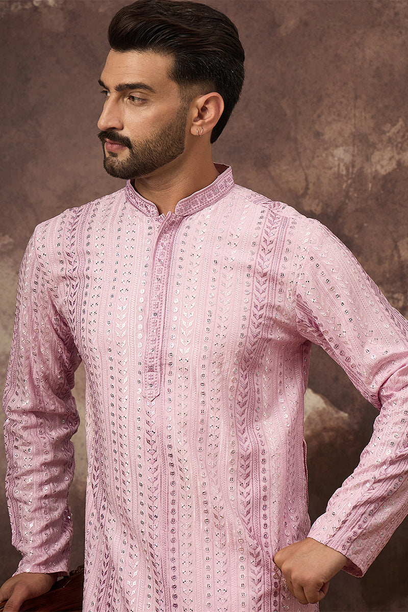 Pink Viscose Rayon Embroidered Straight Kurta MKU1325 | DesiQlo