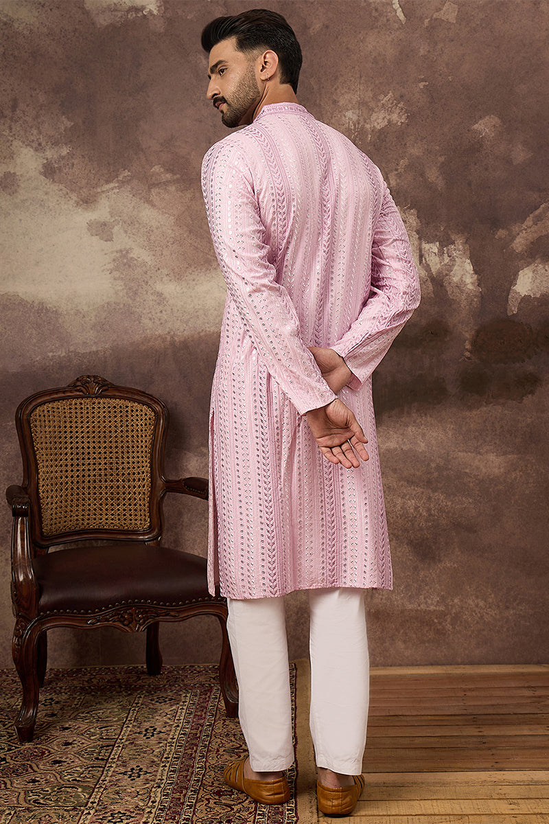 Pink Viscose Rayon Embroidered Straight Kurta MKU1325 | DesiQlo