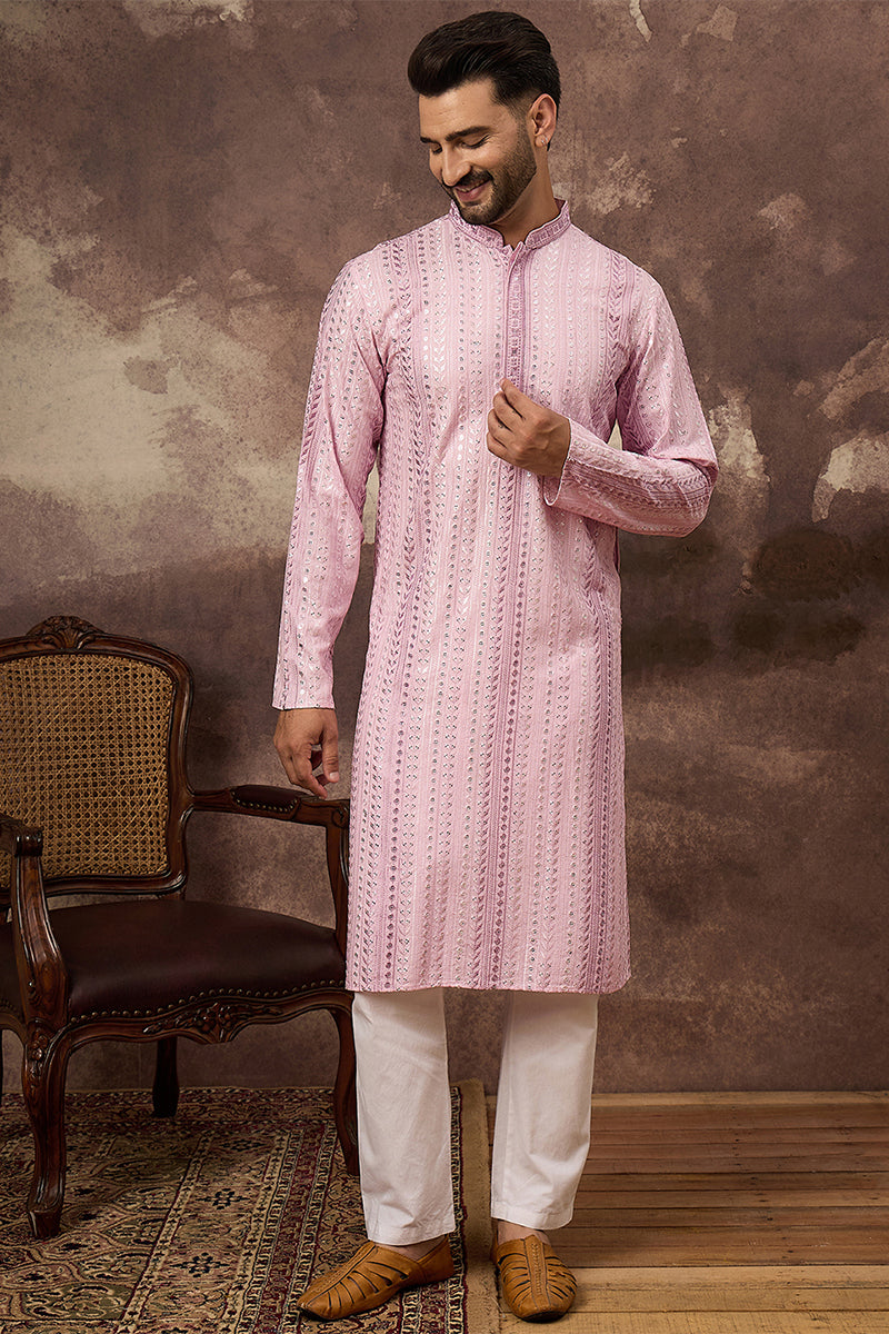 Pink Viscose Rayon Embroidered Straight Kurta MKU1325 | DesiQlo