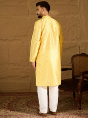 Ethnic Bay Men Green Polyester Solid Embroidered Straight Kurta-MKU1353