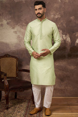 Green Silk Blend Solid Woven Design Straight Kurta MKU1355