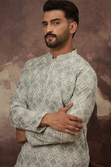 Green Viscose Rayon Solid Embroidered Straight Kurta MKU1386