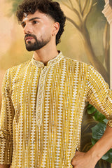 Mustard Viscose Rayon Embroidered Straight Kurta MKU1410