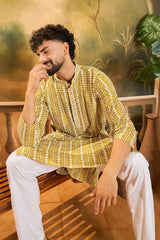 Mustard Viscose Rayon Embroidered Straight Kurta MKU1410