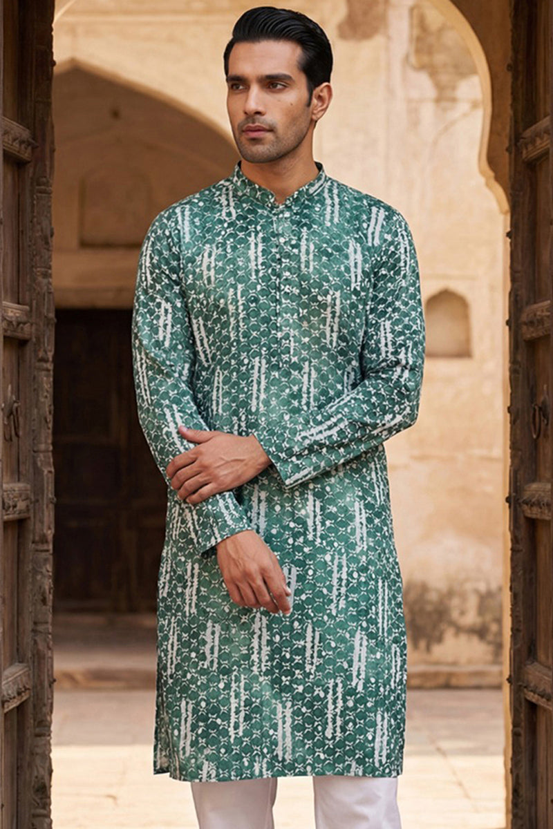 Green Viscose Rayon Embroidered Straight Kurta MKU1477 | DesiQlo