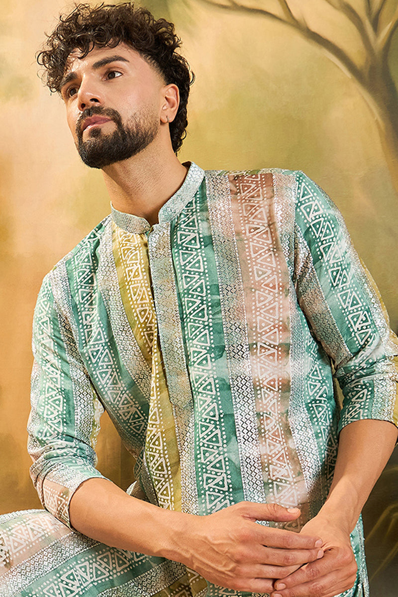 Green Viscose Rayon Batik Printed Straight Kurta MKU1480 | DesiQlo