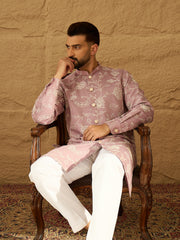 Ethnic Bay Men Lavender Viscose Rayon Solid Embroidered Straight Kurta-MKU1704