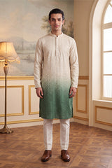 Green Silk Blend Solid Embroidered Kurta With Trouser MKSET1722
